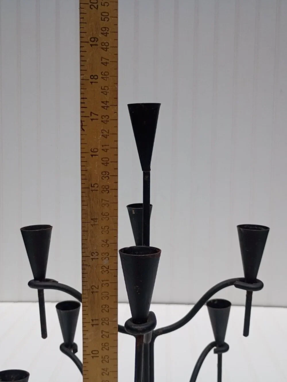 Hand Forged Iron Candelabra 9-Arm Candle Holder Industrial Farmhouse Rustic Vtg